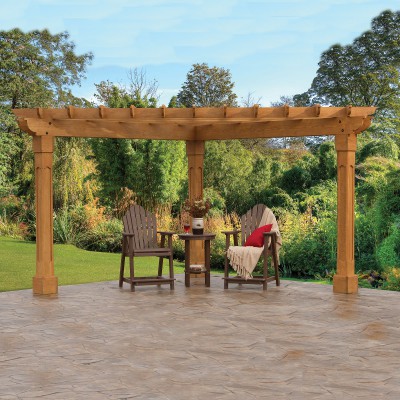 Wood Alcove Pergola with Grandfather Posts